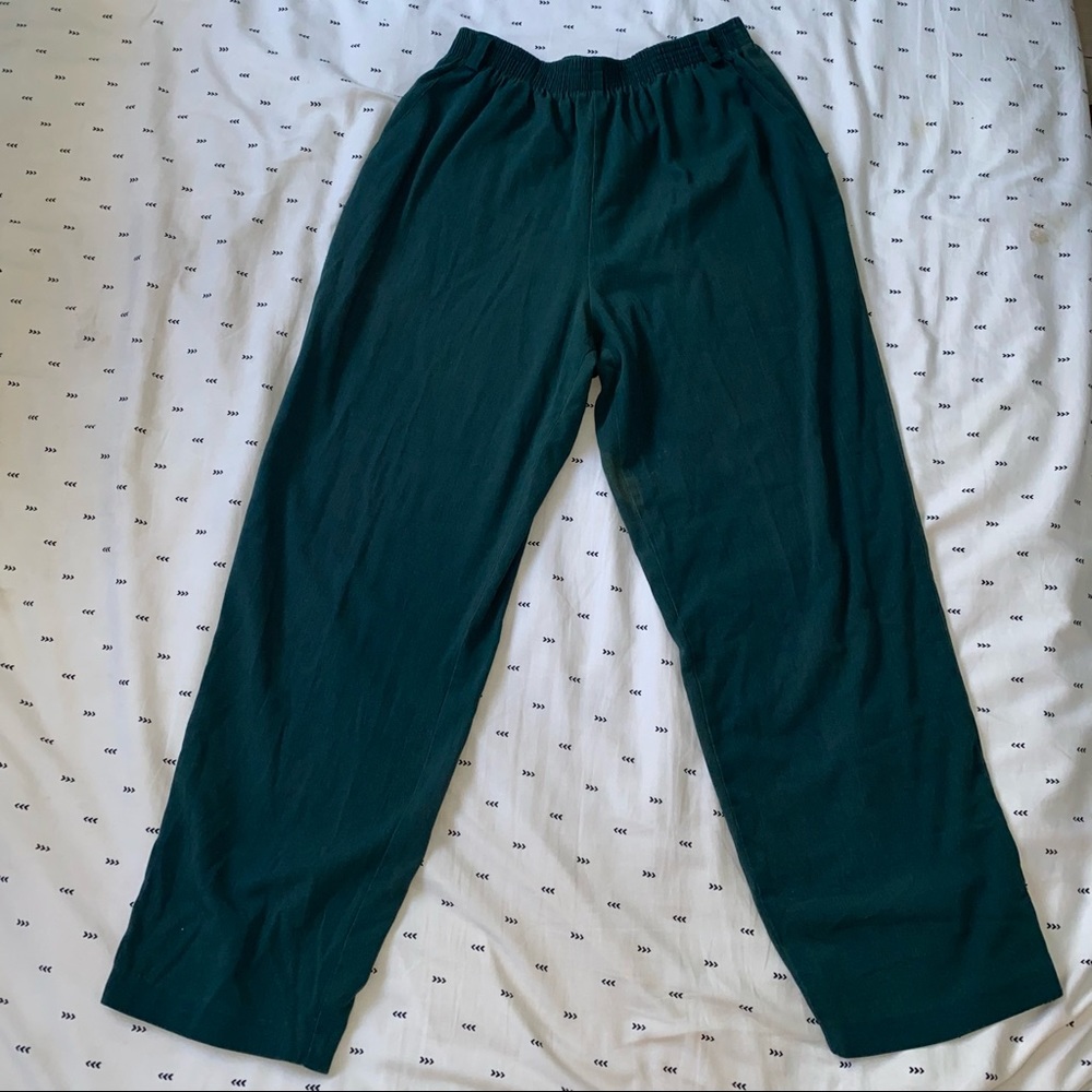 Green straight leg pants